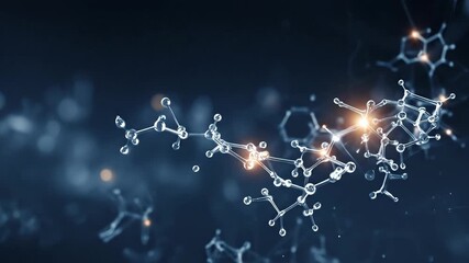 Molecular structure with glowing connections - Powered by Adobe