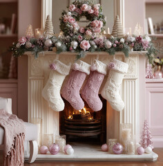 fireplace with christmas decoration