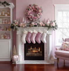 fireplace with christmas decoration