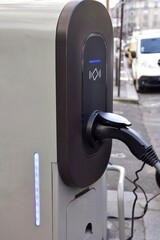 Electric vehicle charging station in the city