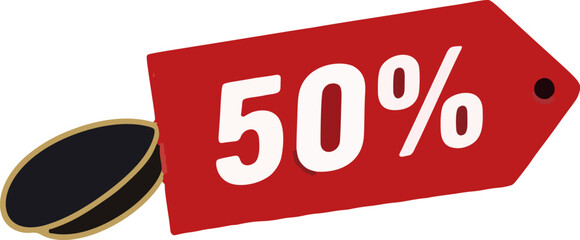 Hockey puck and 50 off sale tag.