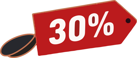 Red tag with 30 discount for sales promotion.