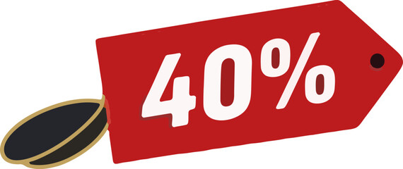 Red tag with 40 percent discount and a hockey puck.