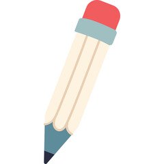 Simple Cartoon Pencil with Red Eraser and Blue Tip on White Background for Drawing and Writing Activities