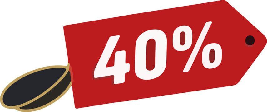 Red tag with 40 percent discount and a hockey puck.