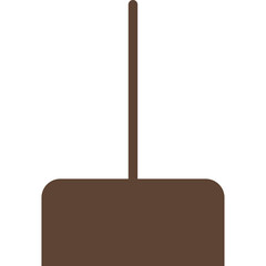 Simple brown silhouette of a broom with a long handle on a white background perfect for cleaning illustrations and domestic themes