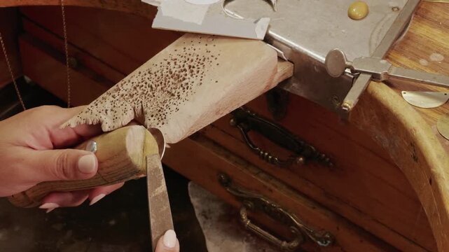 Artisan crafting jewelry in a workshop setting