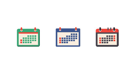 Modern calendar icons collection with grid layout in minimalist style