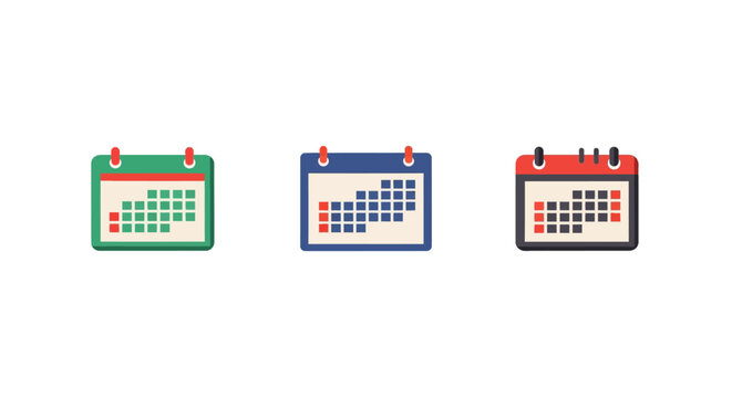 Modern calendar icons collection with grid layout in minimalist style