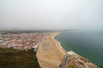 view of the sea from the mountain in Nazar&eacute;, Portugal