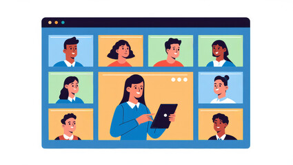 Digital Classroom Interface – Flat Vector Illustration