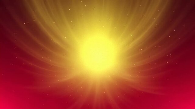 Captivating sun flare shines brightly with ethereal glow and radiating beams. Sun flare emanating from bright yellow center contrasting with deep red outer edges.
