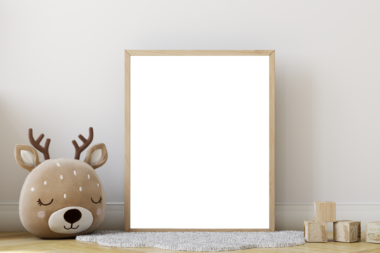 Boho baby room mockup frame, 3D render	
 - Powered by Adobe