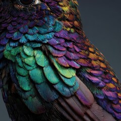 Fototapeta premium Hummingbird Feather Detail Vivid Colors and Textures of Nature's Artistry