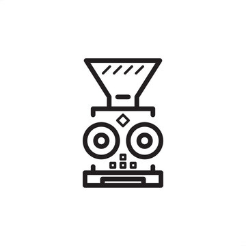 Ore crusher icon symbolizing industrial material grinding and size reduction, representing modern mineral processing, specialized mining equipment, and controlled material handling systems.