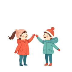 Cute Winter Kids High Five Full Body