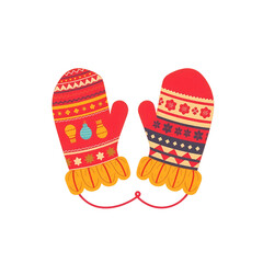 Christmas Mitten with Nordic Pattern Winter Clothing