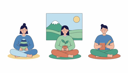 A mindfulness workshop where participants engage in calming activities promoting skillbuilding for stress management.