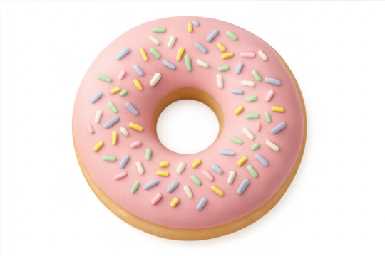 Pink donut with colorful sprinkles and glaze - Powered by Adobe