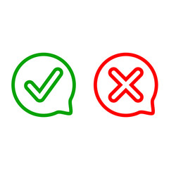 Symbols indicating approval and disapproval displayed in contrasting colors to convey messages clearly and simply in communication. Vector © Vik