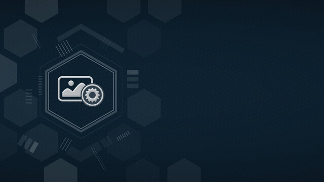 Image Settings Header with copy space: Picture customization and digital graphics technology background