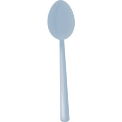 Simple Light Blue Spoon With Long Handle And Oval Bowl Isolated On Transparent White Background