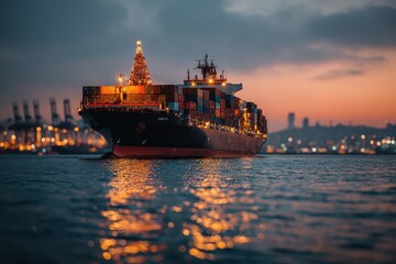 Ship marks New Year with festive tree