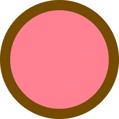 Simple Pink Circle with Brown Border on Transparent Background Minimalist Graphic Element