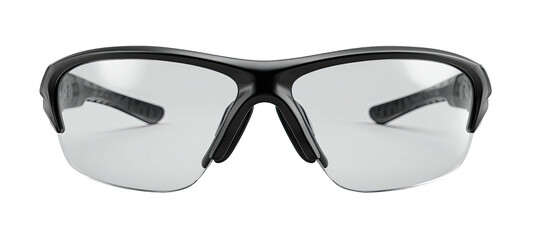 Black framed clear lens sport eyeglasses close-up