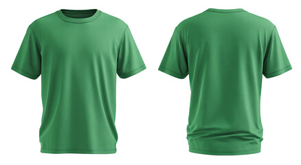 Green crew neck t-shirt, front & back views
