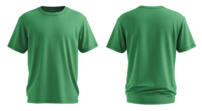 Green crew neck t-shirt, front & back views