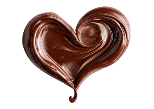 Chocolate swirl forms heart shape on black background