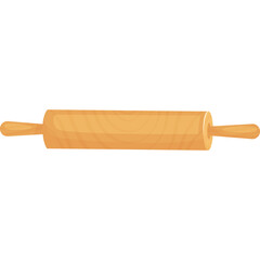 Simple wooden rolling pin kitchen utensil for baking and cooking preparation isolated on white background studio shot