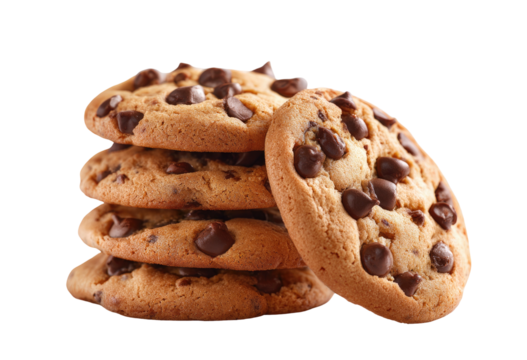 Stack of chocolate chip cookies, close, appetizing