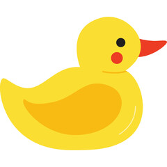 Simple Yellow Rubber Duck Toy With Red Beak and Orange Cheeks Isolated on White Background