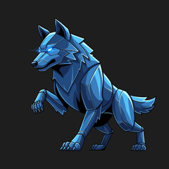 Obraz premium Majestic Blue Robotic Wolf with Glowing Eyes.