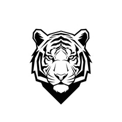 Striking Black and White Tiger Head Illustration.
