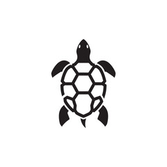Stylized Black Turtle Silhouette on White Background.