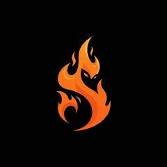 Vibrant fiery flame logo design with a sleek and modern aesthetic.
