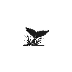 Whale Tail Splashing Water Minimalist Vector Illustration.