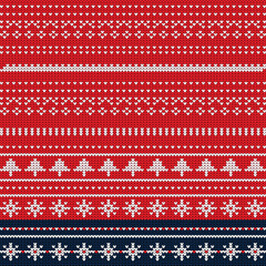 Christmas Knitted Seamless Pattern Background Vector Design.