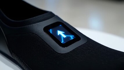 Smart Shoe with Integrated Navigation Display for Futuristic Footwear Technology.