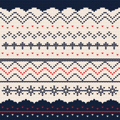 Christmas Knitted Seamless Pattern Background Vector Design.