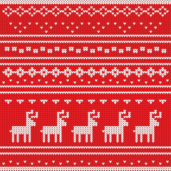 Christmas Knitted Seamless Pattern Background Vector Design.