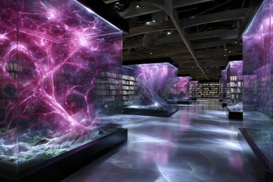 Innovative art installation showcasing interactive light and geometry in a modern space