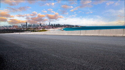 outdoor road skyline building city landscape beach blue sky cityscape street travel
