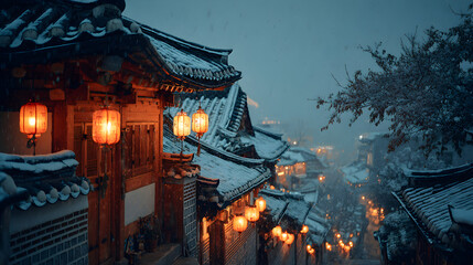 Woman walking on a rope above clouds