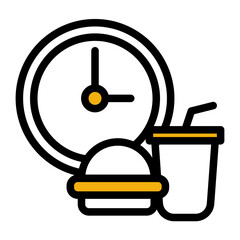Coffee Break Time and Rest Period Icon from Time Management Collection (Outline Color Lineal Style)