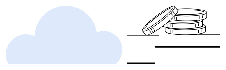 Cloud with digital coins symbolizing online savings, data storage, and financial transactions. Ideal for fintech, banking, e-commerce, data security, innovation technology virtual economy. Simple