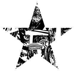 Star Symbol Integrates Typography Within Distressed Texture